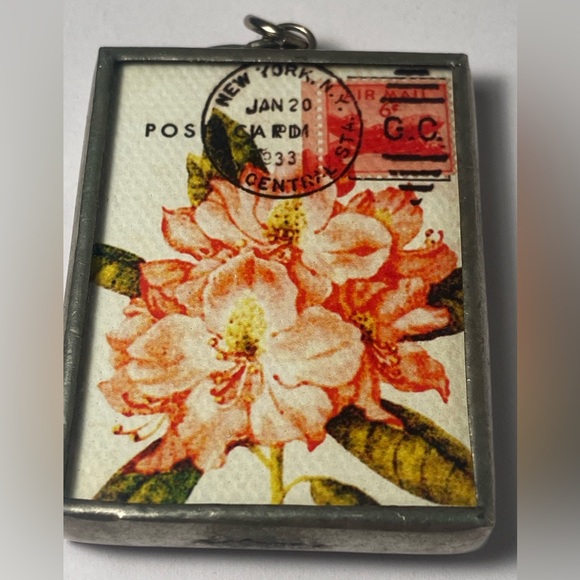 pendant Jewel Kade JK Flower Charm sparkle Tropical Back NY GC Station Stamp - Picture 1 of 9